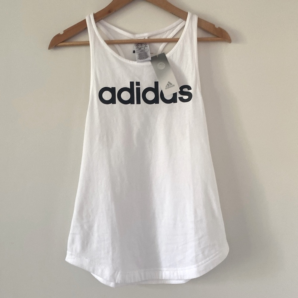 Adidas Razor Back White & Black Tank Top
